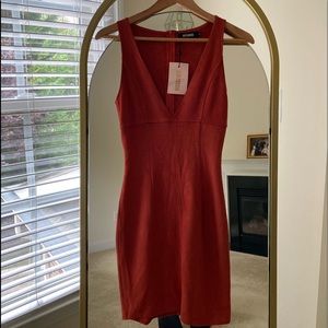 Brand new rust high neck knitted crop dress misguided size 4